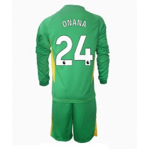 Manchester United Andre Onana #24 Målvakt Tredje Kläder Barn 2024-25 Långärmad (+ Korta byxor)